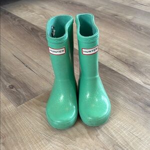 Hunter Green Glitter Rain Boots